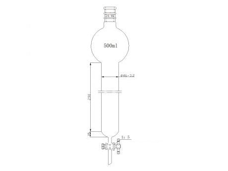 MSE PRO Strengthened Port, with Storage Ball Chromatography Column, 24/40, φ46mm, Effective Length 305mm, Storage Ball: 500mL - MSE Supplies LLC