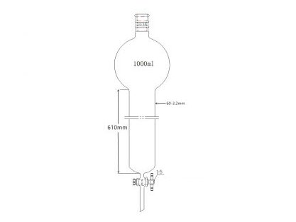 MSE PRO Strengthened Port, with Storage Ball Chromatography Column, 24/40, φ60mm, Effective Length 610mm, Storage Ball: 1000mL - MSE Supplies LLC