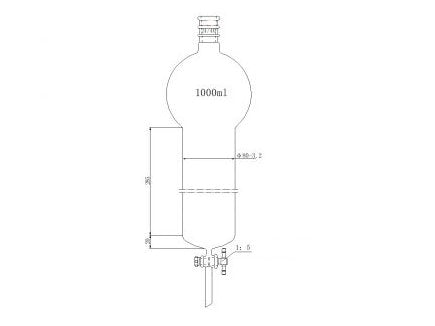 MSE PRO Chromatography Column with Storage Ball, 24/40, φ80mm, Effective Length 305mm, Storage Ball: 1000mL
