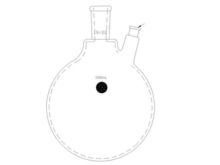 MSE PRO Thermometer Sleeve Round Bottom Flask with Rubber Cap, Capacity: 1000mL, Grinding Mouth: 14/20