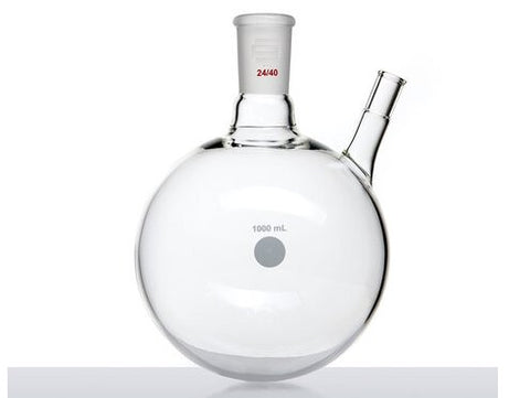 MSE PRO Thermometer Sleeve Round Bottom Flask with Rubber Cap, Capacity: 1000mL, Grinding Mouth: 24/40