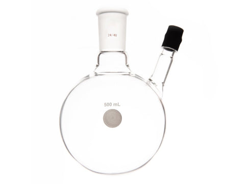 MSE PRO Thermometer Sleeve Round Bottom Flask with Rubber Cap, Capacity: 500mL, Grinding Mouth: 24/40