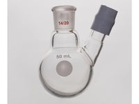 MSE PRO Thermometer Sleeve Round Bottom Flask with Rubber Cap, Capacity: 50mL, Grinding Mouth: 14/20