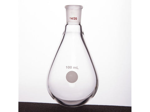 MSE PRO Thick-Walled Eggplant-Shaped Bottle for Rotary Evaporation, High Strength, Grinding Mouth: 14/20, 100mL