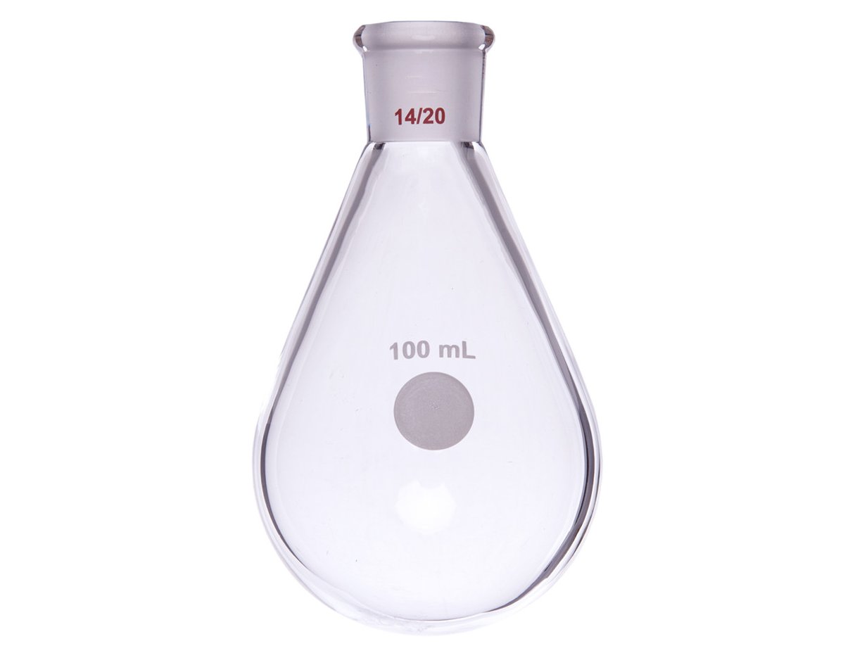 MSE PRO Thick-Walled Eggplant-Shaped Bottle, High Strength, Grinding Mouth: 14/20, 100mL
