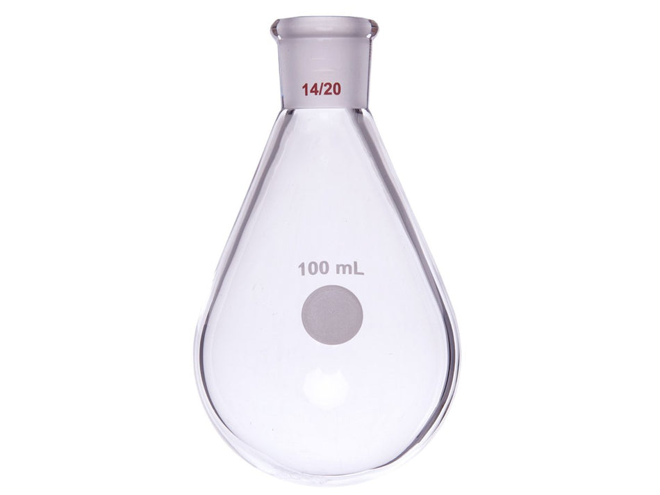 MSE PRO Thick-Walled Eggplant-Shaped Bottle, High Strength, Grinding Mouth: 14/20, 100mL