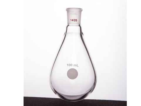 MSE PRO Thin-Walled Eggplant-Shaped Bottle for Rotary Evaporation, High Strength, Grinding Mouth: 14/20, 100mL