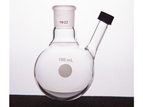 MSE PRO Two-Necked Ball Bottle with Ribbed Mouth, Grinding Mouth: 19/22, 100mL
