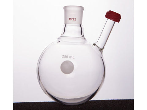 MSE PRO Two-Necked Ball Bottle with Ribbed Mouth, Grinding Mouth: 19/22, 250mL