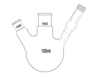 MSE PRO Two-Port Reaction Sphere Bottle with Vent Hole and High Vacuum Valve, Main Port 19/22, Side Port 14/20, Capacity 100mL