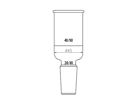 MSE PRO Type B Joint (Small to Large), Upper Mouth: 40/50, Lower Mouth: 24/40 - MSE Supplies LLC