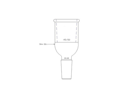 MSE PRO Type B Joint (Small to Large), Upper Mouth: 45/50, Lower Mouth: 24/40 - MSE Supplies LLC