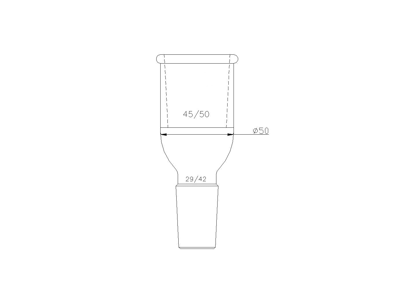 MSE PRO Type B Joint (Small to Large), Upper Mouth: 45/50, Lower Mouth: 29/42 - MSE Supplies LLC