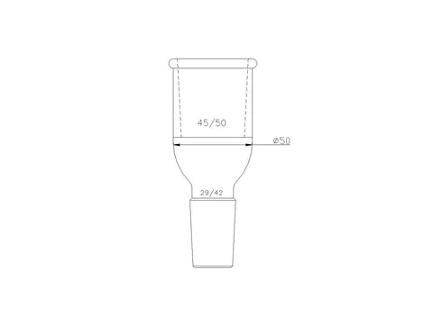 MSE PRO Type B Joint (Small to Large), Upper Mouth: 45/50, Lower Mouth: 29/42 - MSE Supplies LLC