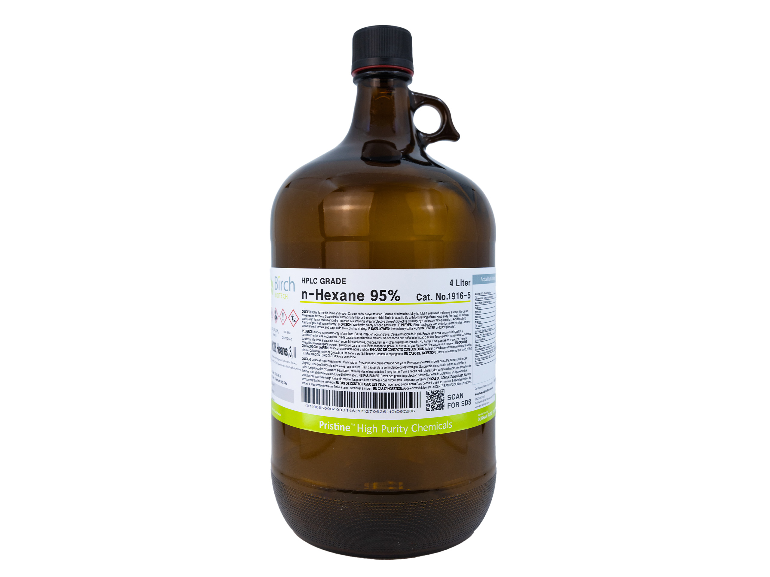 Birch Biotech PRISTINE n-Hexane 95%, HPLC Grade, Reagents, Birch Biotech, MSE Supplies