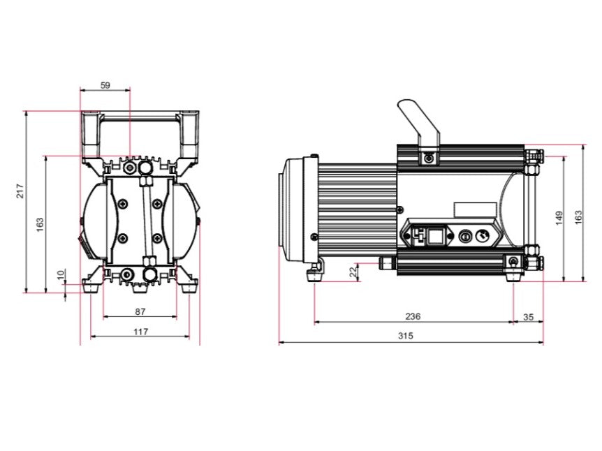 Pfeiffer MVP 020-3 Diaphragm Pump, 100–236 V, 50/60 Hz - MSE Supplies LLC