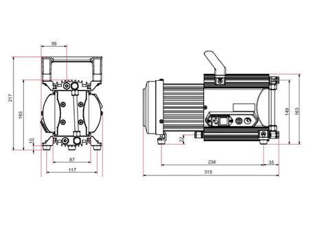 Pfeiffer MVP 020-3 Diaphragm Pump, 100–236 V, 50/60 Hz - MSE Supplies LLC
