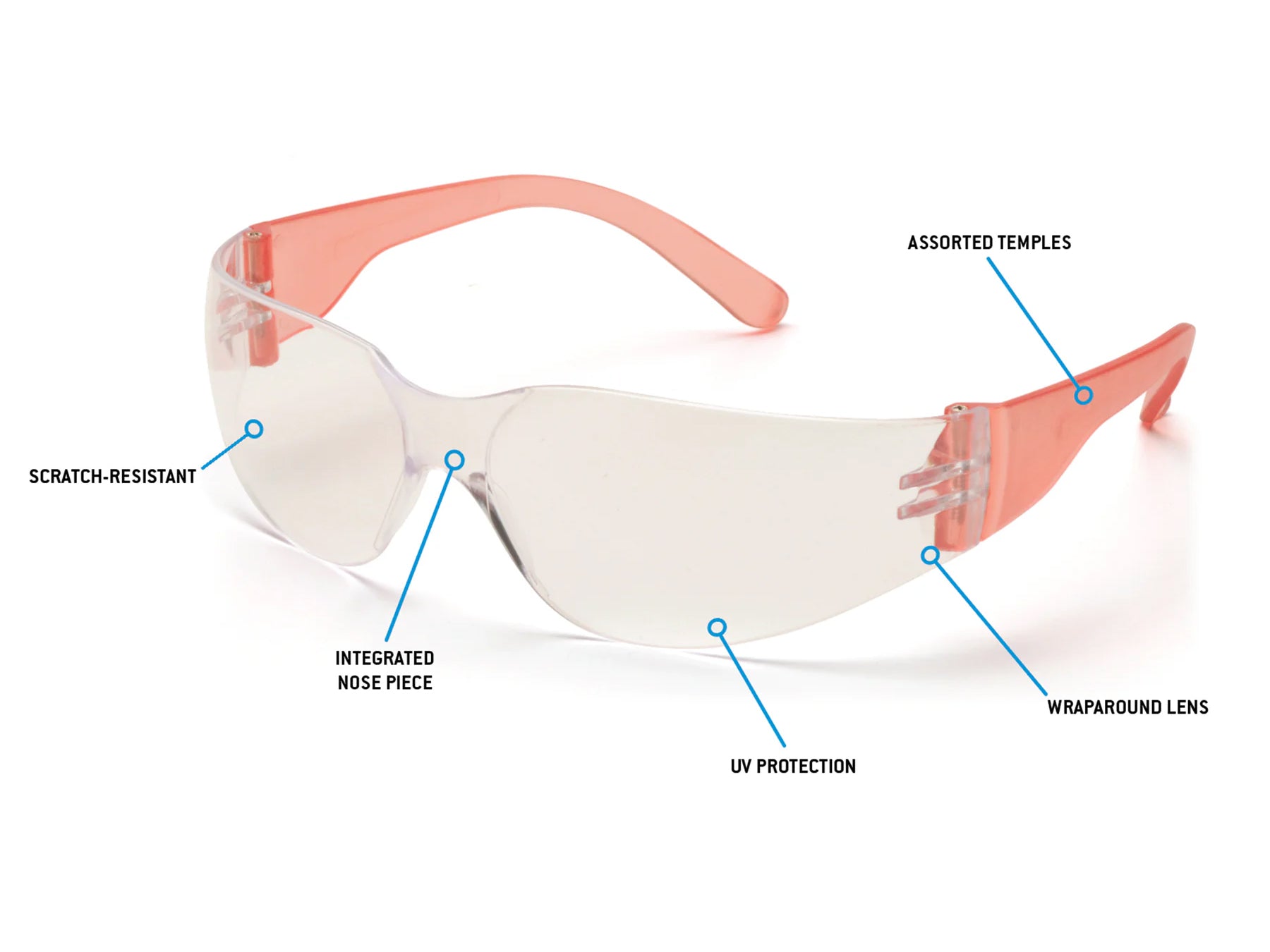PYRAMEX Frameless Intruder® Assorted Temple Colors Safety Glasses, PK of 12 - MSE Supplies LLC