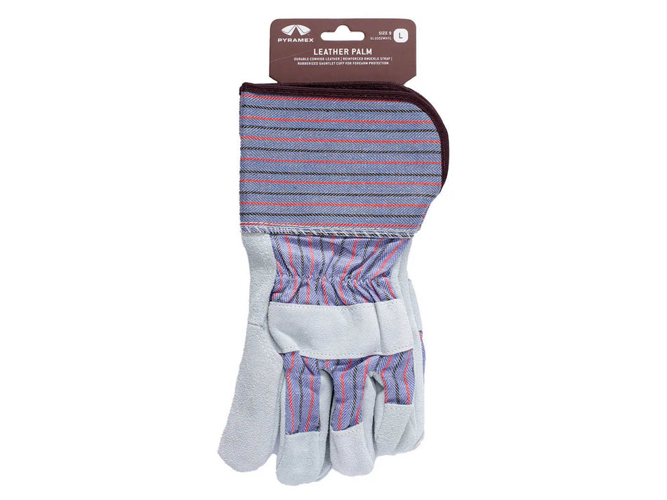 PYRAMEX Leather Palm GL1002WHT - Cowhide Gauntlet Cuff Gloves, PK of 12 - MSE Supplies LLC
