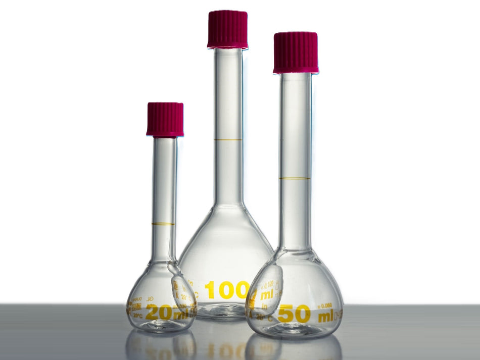 Witeg Volumetric Flasks Class A with Screw Cap Brown Graduated, Labware, Witeg, MSE Supplies