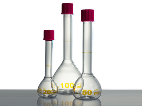 Witeg Volumetric Flasks Class A with Screw Cap Brown Graduated, Labware, Witeg, MSE Supplies