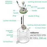 Jacketed standard electrochemical cell setup, Electrochemical Products, Redox.me, MSE Supplies