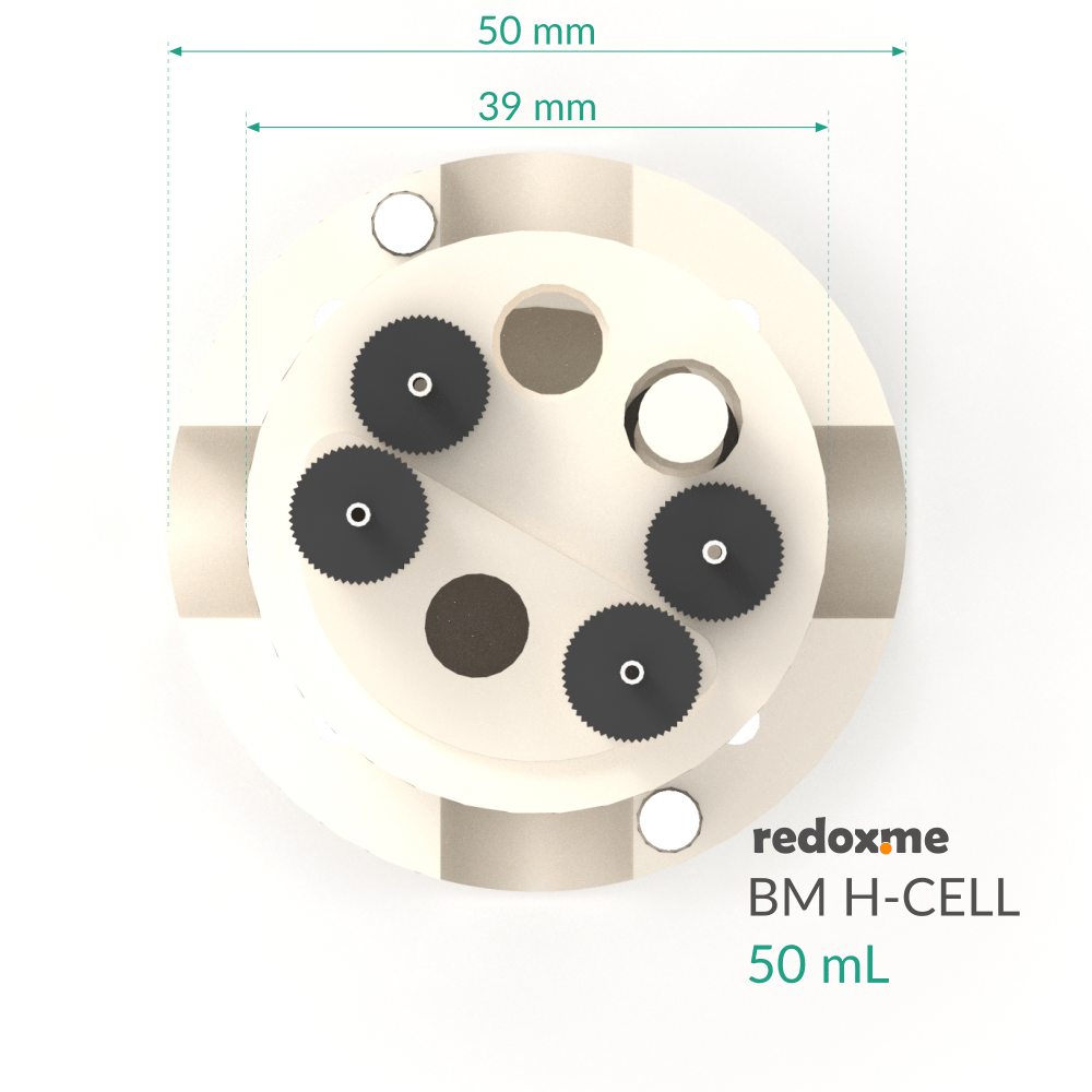 BM H-CELL 50 mL - Bottom Mount Electrochemical H-Cell 50 mL, Electrochemical Products, Redox.me, MSE Supplies