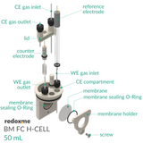 Bottom mount front contact electrochemical H-Cell setup,  MSE Supplies