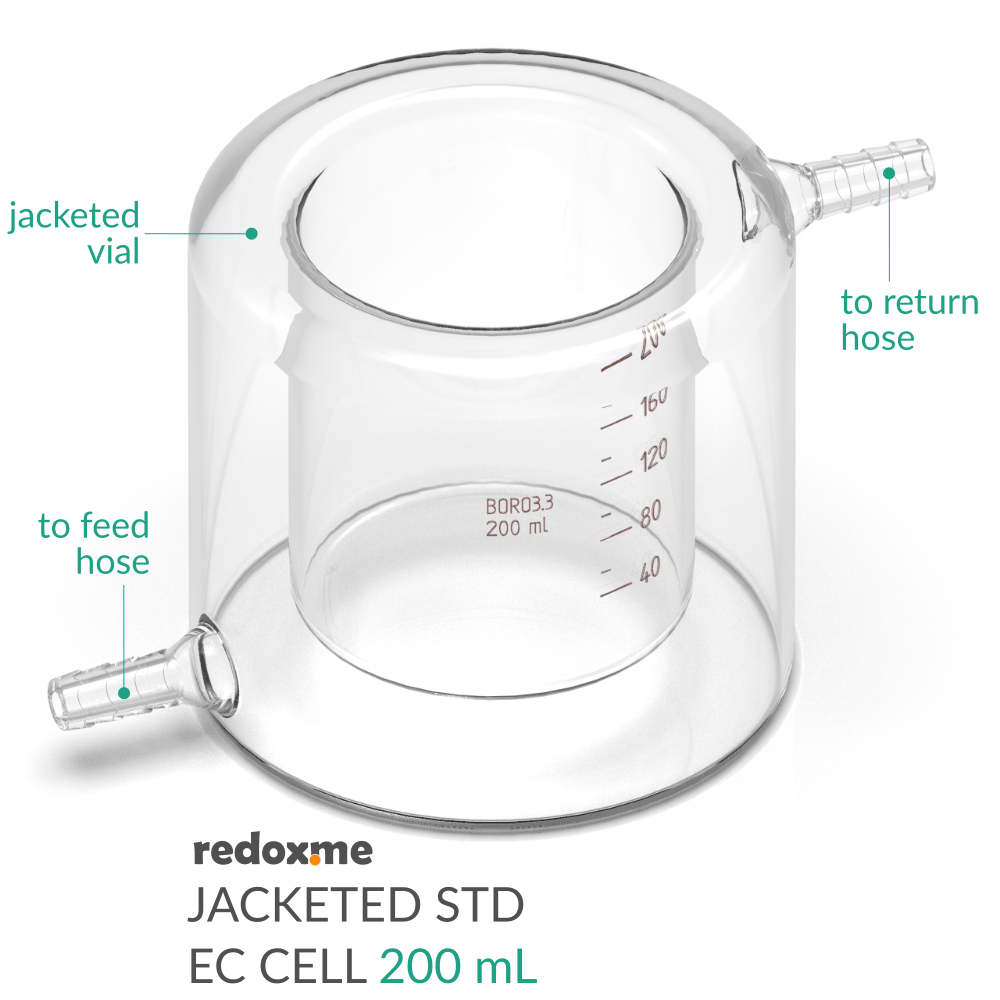 Jacketed standard electrochemical cell setup, Electrochemical Products, Redox.me, MSE Supplies