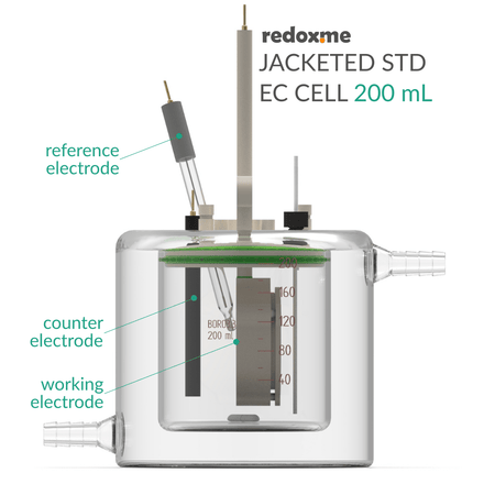 Jacketed standard electrochemical cell setup, Electrochemical Products, Redox.me, MSE Supplies