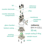 BM H-CELL 50 mL - Bottom Mount Electrochemical H-Cell 50 mL - MSE Supplies LLC