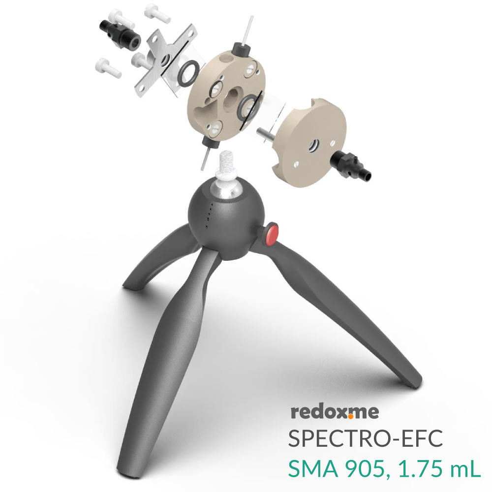 Optical fiber spectro-electrochemical flow cell setup, Electrochemical Products, Redox.me, MSE Supplies