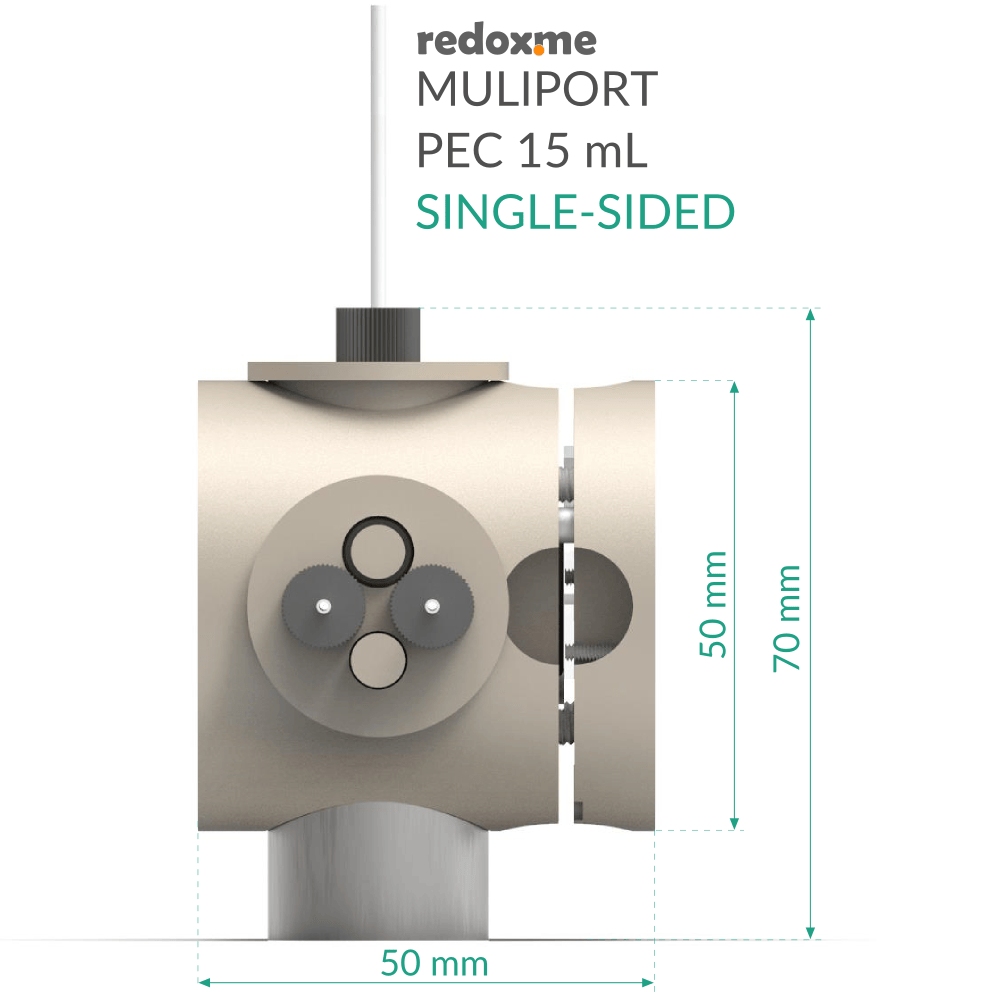 Multiport PEC 15 mL single-sided - Multiport Photo-electrochemical Cell, Electrochemical Products, Redox.me, MSE Supplies