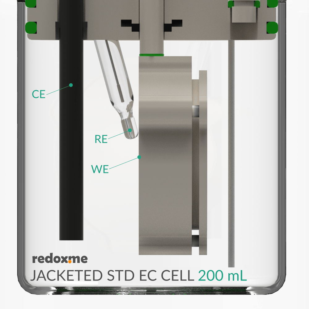 Jacketed standard electrochemical cell setup, Electrochemical Products, Redox.me, MSE Supplies