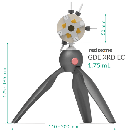 Gas Diffusion Electrode X-Ray diffraction electrochemical flow cell setup, Electrochemical Products, Redox.me, MSE Supplies