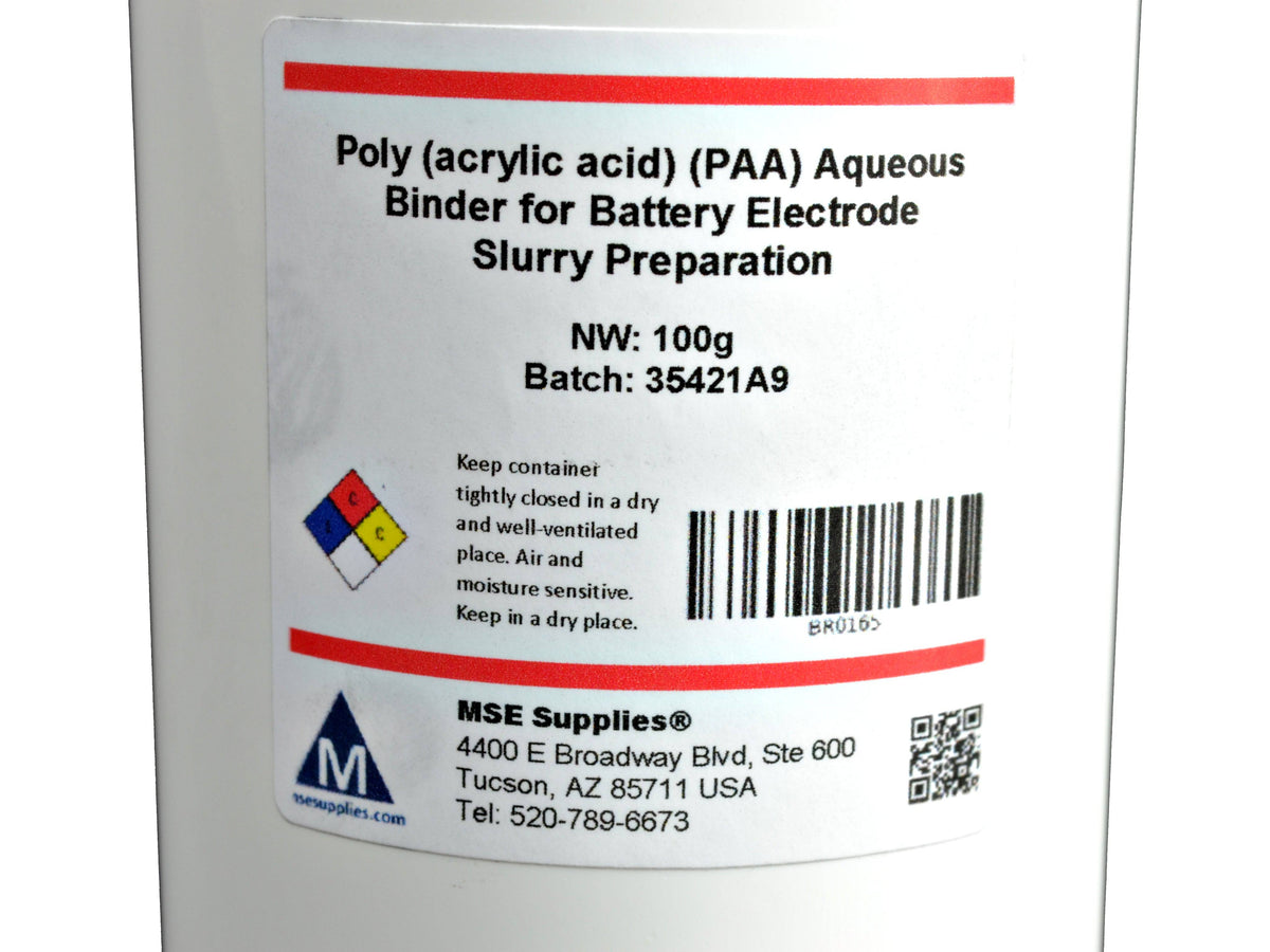 MSE PRO 100g Poly(acrylic acid) (PAA) Aqueous Binder for Battery Electrode Slurry Preparation, Battery Consumables, MSE Supplies LLC, MSE Supplies