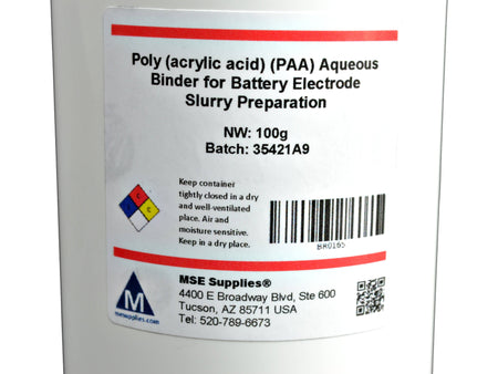 MSE PRO 100g Poly(acrylic acid) (PAA) Aqueous Binder for Battery Electrode Slurry Preparation, Battery Consumables, MSE Supplies LLC, MSE Supplies