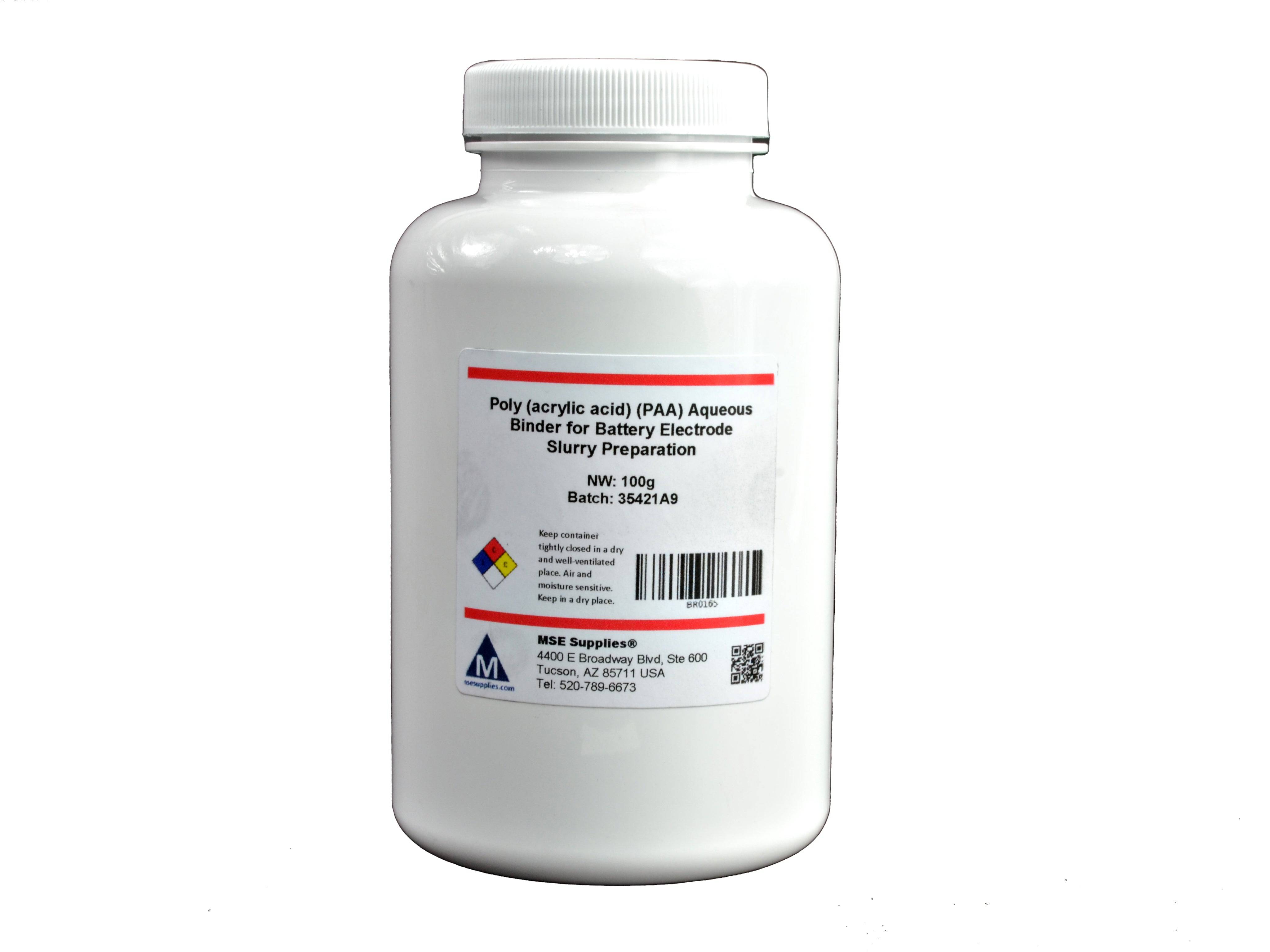 MSE PRO 100g Poly(acrylic acid) (PAA) Aqueous Binder for Battery Electrode Slurry Preparation, Battery Consumables, MSE Supplies LLC, MSE Supplies