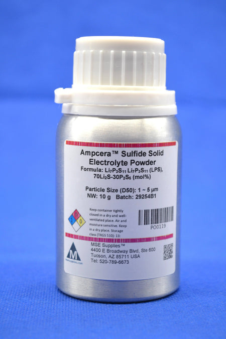 MSE PRO Sulfide Solid Electrolyte, Li<sub>7</sub>P<sub>3</sub>S<sub>11</sub> (LPS) Powder, 70Li<sub>2</sub>S-30P<sub>2</sub>S<sub>5</sub>, Battery Consumables, MSE Supplies LLC, MSE Supplies