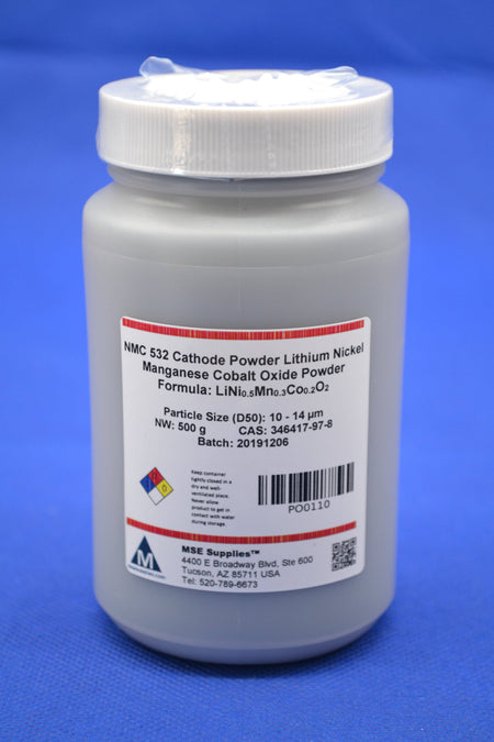 MSE PRO Lithium Nickel Manganese Cobalt Oxide, LiNi<sub>0.5</sub>Mn<sub>0.3</sub>Co<sub>0.2</sub>O<sub>2</sub> NMC 532 Cathode Powder 500g, Battery Consumables, MSE Supplies LLC, MSE Supplies