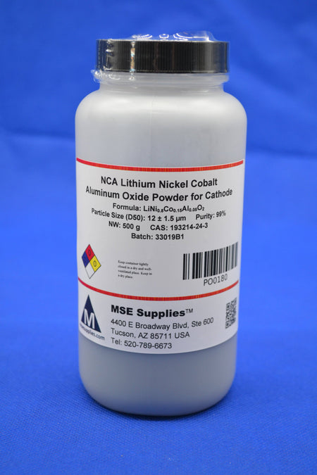 MSE PRO Lithium Nickel Cobalt Aluminum Oxide NCA Cathode Powder 500g, LiNi<sub>0.8</sub>Co<sub>0.15</sub>Al<sub>0.05</sub>O<sub>2</sub>, Battery Consumables, MSE Supplies LLC, MSE Supplies
