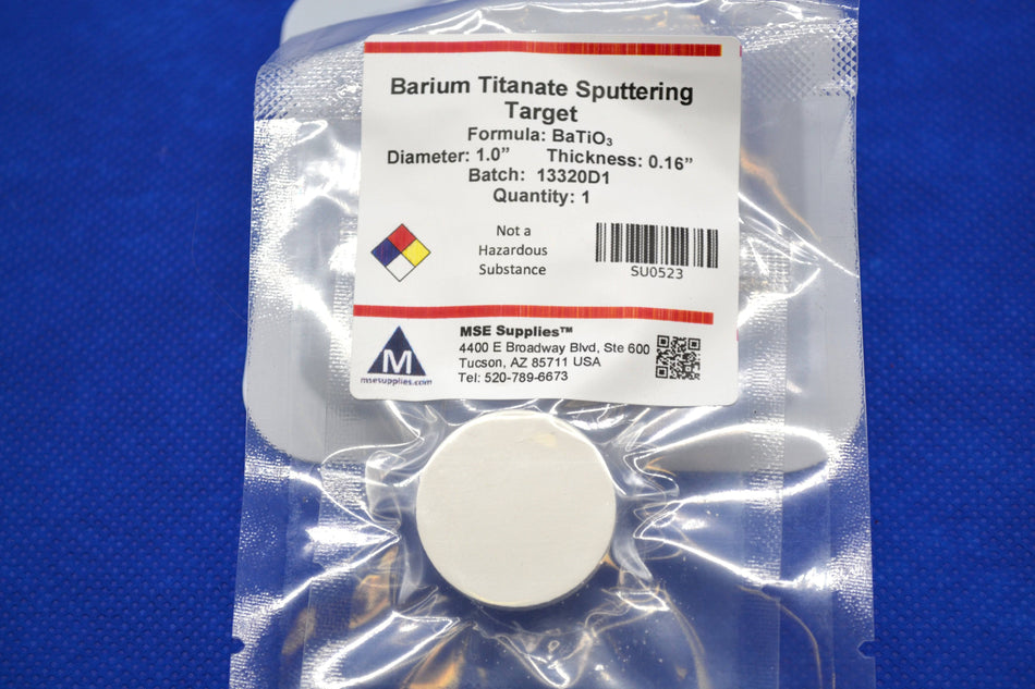 MSE PRO BaTiO<sub>3</sub> sputtering target, 1" diameter x 0.16" thickness, Sputtering Targets, MSE Supplies LLC, MSE Supplies