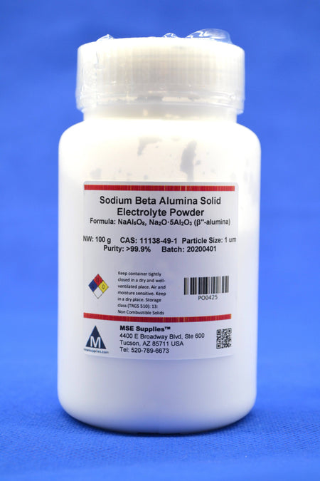 MSE PRO Sodium Beta Alumina Solid Electrolyte Powder, 99.9% Purity, 1um Size, Battery Consumables, MSE Supplies LLC, MSE Supplies