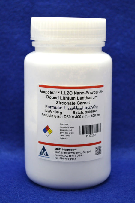 Ampcera® LLZO Nano-Powder Al-Doped Lithium Lanthanum Zirconate Garnet, 500nm, Battery Consumables, MSE Supplies LLC, MSE Supplies
