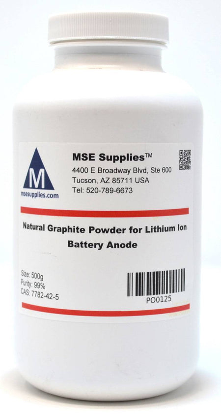 MSE PRO Natural Graphite Powder for Lithium Ion Battery Anode 500g, Battery Consumables, MSE Supplies LLC, MSE Supplies