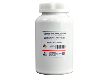 MSE PRO PEO 250g Polyethylene Oxide Powder Solid State Electrolyte for Advanced Batteries Mv ~1,000,000, Battery Consumables, MSE Supplies LLC, MSE Supplies