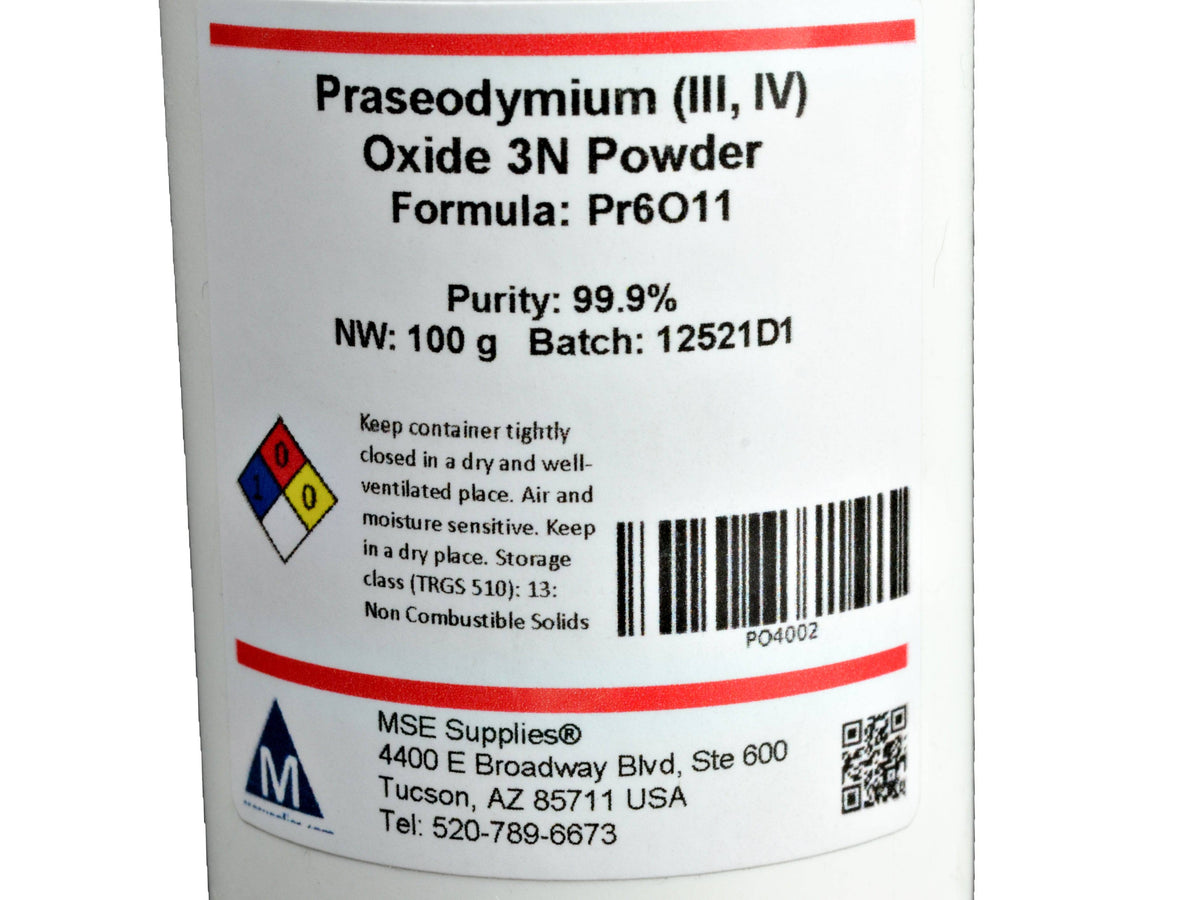 MSE PRO Praseodymium (III, IV) Oxide (Pr<sub>6</sub>O<sub>11</sub>) 99.9% 3N Powder, Chemicals and Compounds, MSE Supplies LLC, MSE Supplies