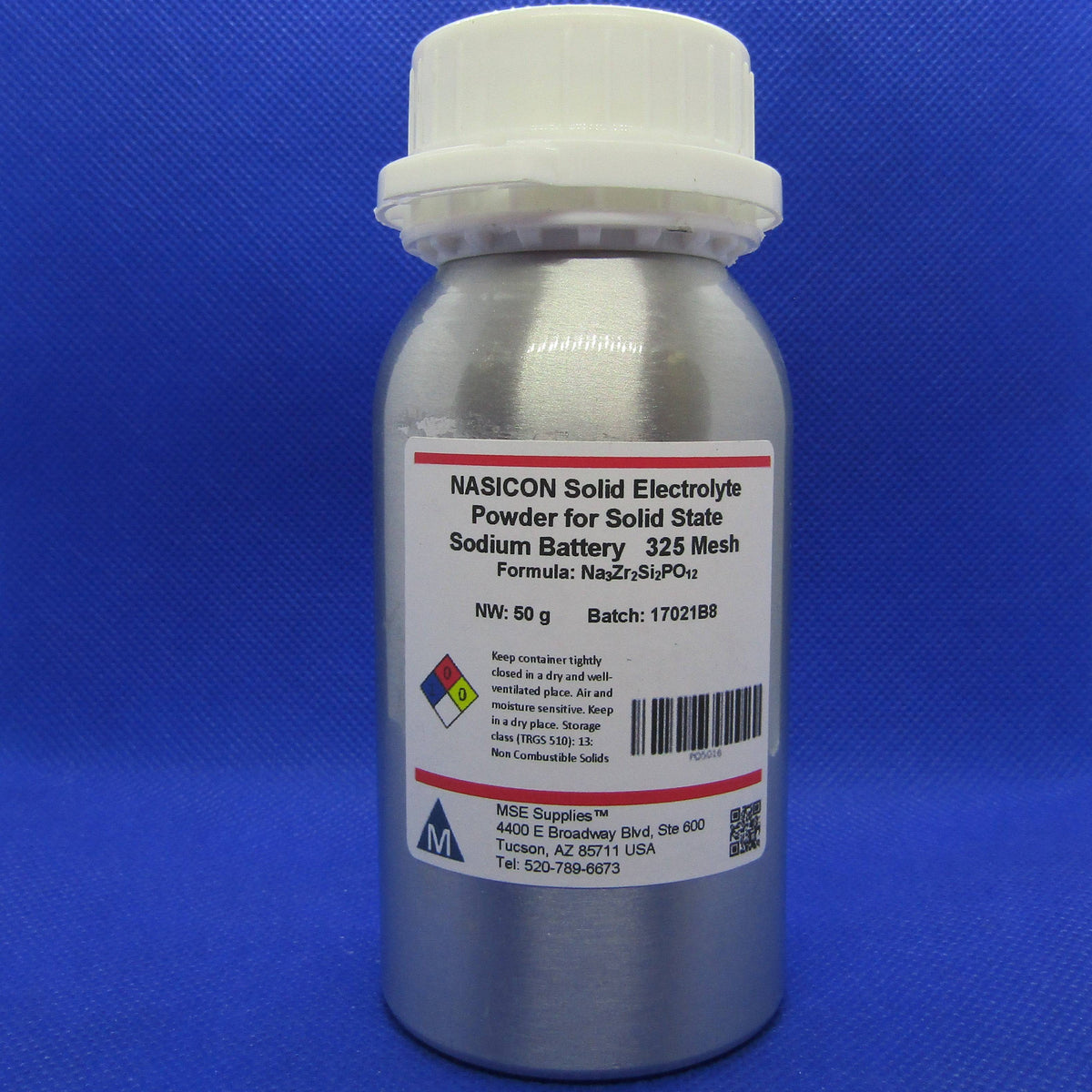 MSE PRO 50g NASICON Na<sub>3</sub>Zr<sub>2</sub>Si<sub>2</sub>PO<sub>12</sub> Solid Electrolyte for Solid State Sodium Battery, 325 mesh, Battery Consumables, MSE Supplies LLC, MSE Supplies