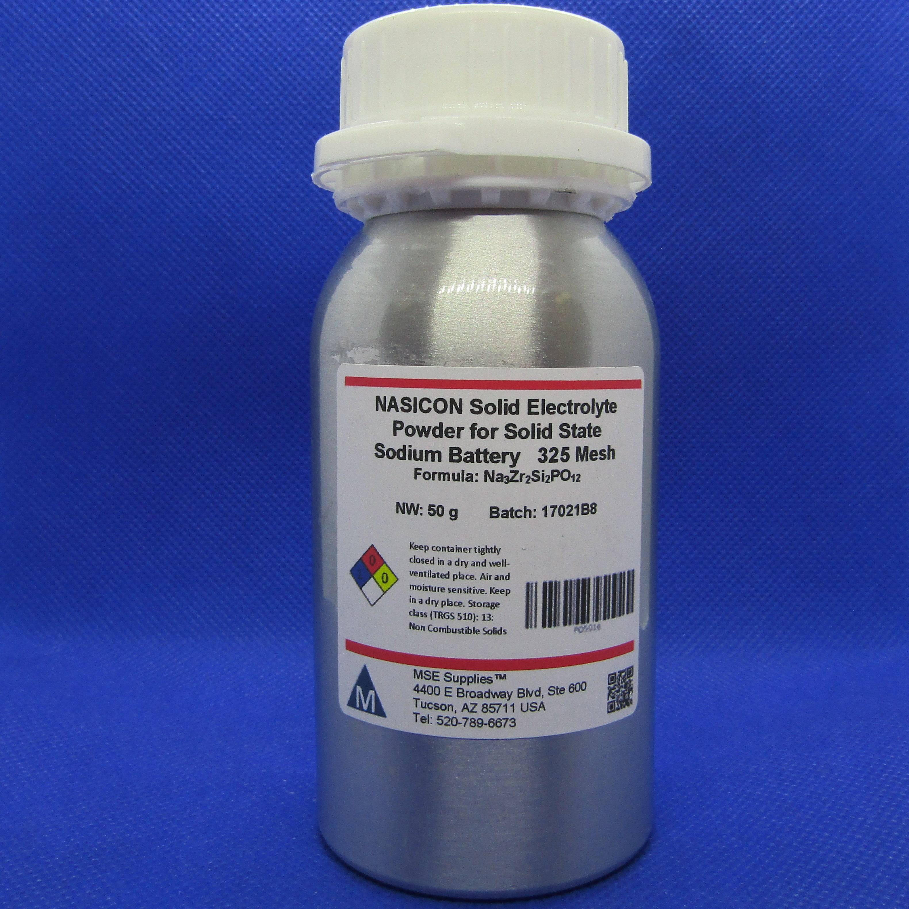 MSE PRO 50g NASICON Na<sub>3</sub>Zr<sub>2</sub>Si<sub>2</sub>PO<sub>12</sub> Solid Electrolyte for Solid State Sodium Battery, 325 mesh, Battery Consumables, MSE Supplies LLC, MSE Supplies