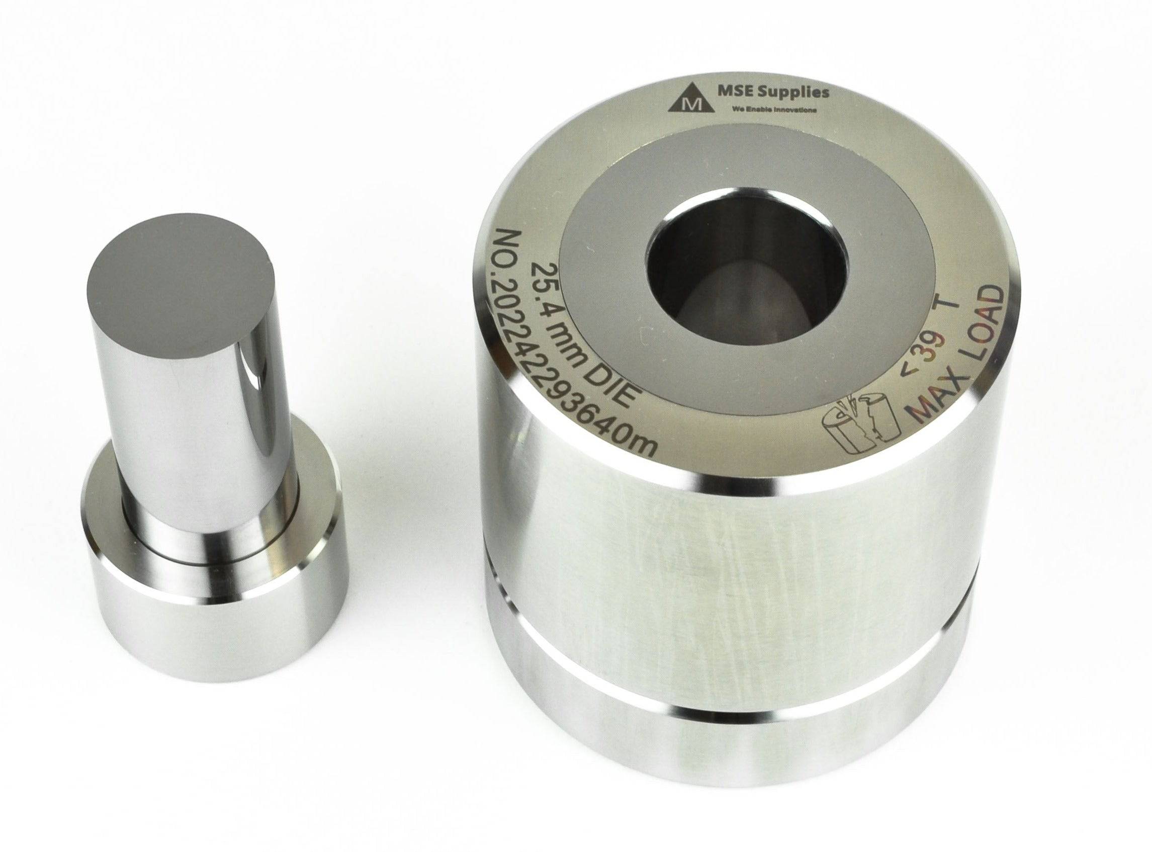 MSE PRO 1" (25.4 mm) Diameter Tungsten Carbide Dry Pellet Pressing Die Set, Pellet Press Die Set, MSE Supplies LLC, MSE Supplies